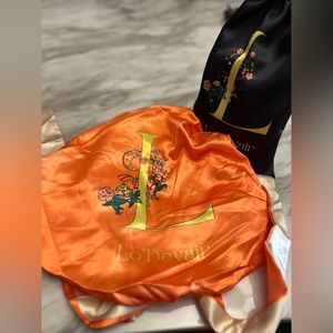 Orange and Beige Silk Satin Bonnet 🧡